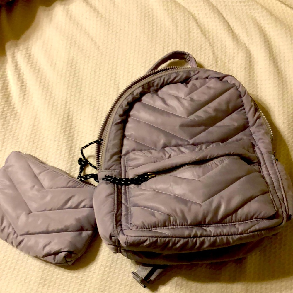 Gray puffer backpack